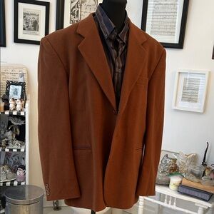 Classic Business Casual Cashmere and Wool 42R Brown/Rust Men's Blazer with Shirt